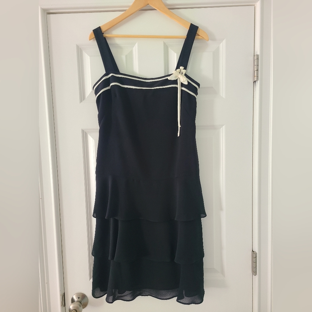 Loft Black & White Tiered Dress